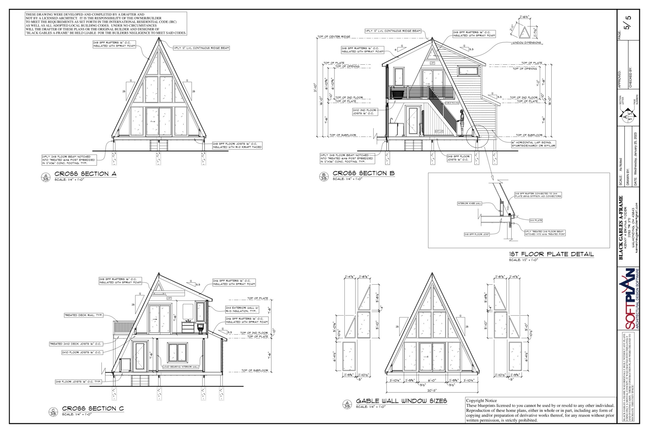 Black Gables Aframe Construction Drawings